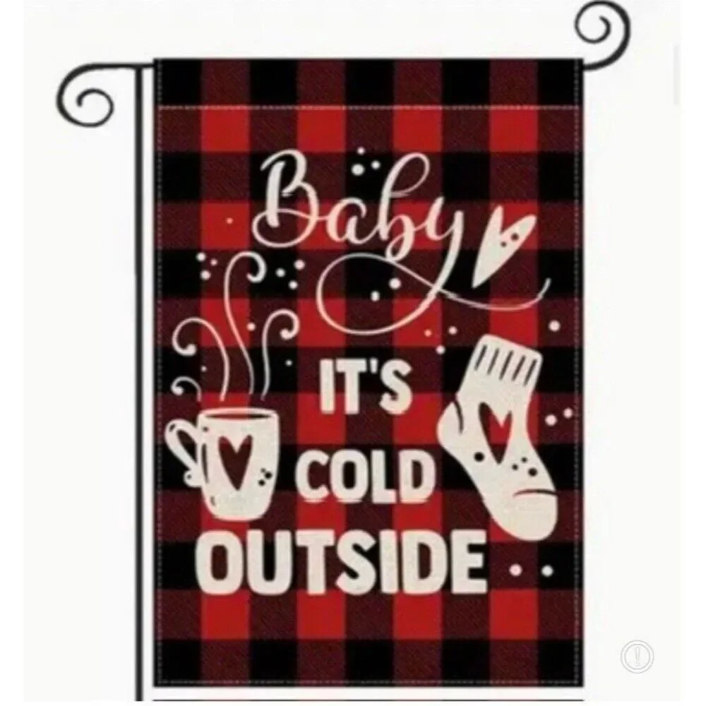 Baby It’s Cold Outside Garden Flag ~Double Sided 12 × 18 Inch ~ Winter Christmas